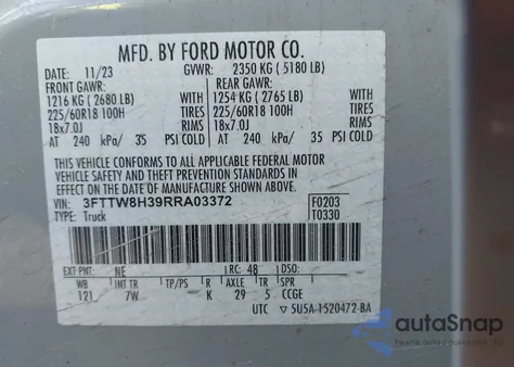 2024 Ford Maverick Xlt z USA, uszkodzony, nr VIN 3FTTW8H39RRA03372